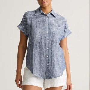 Quince Blue and White Striped Button Down Shirt